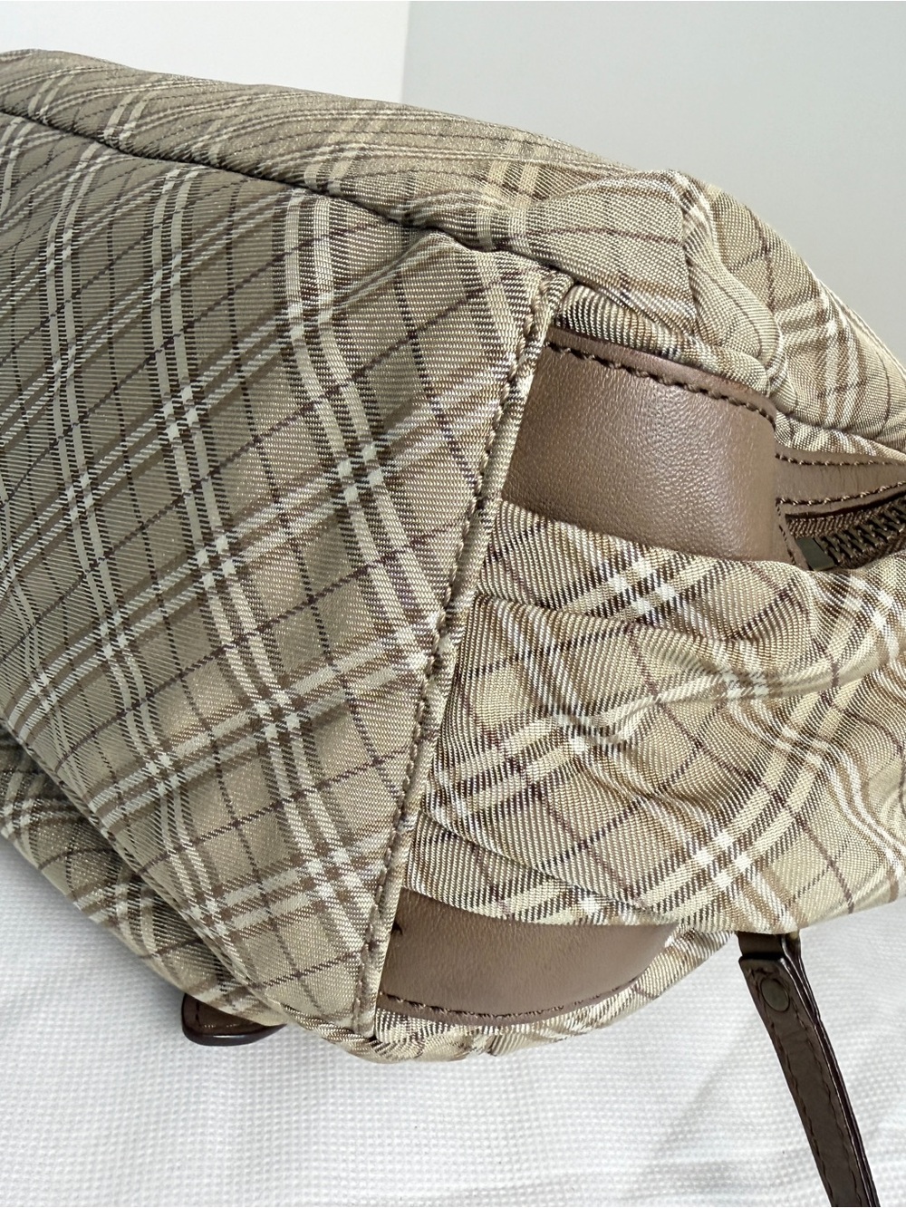 Burberry Tan & Brown Plaid Canvas Saddle Bag - Picture 4 of 10